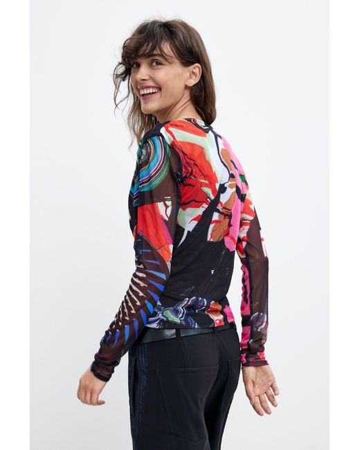 Desigual Multicolor Printed Knit T-Shirt M. C. Lacroix, Polyester