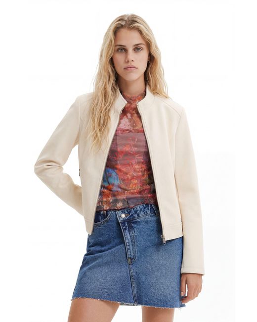 Desigual Natural Suede-Effect Jacket, Polyurethane