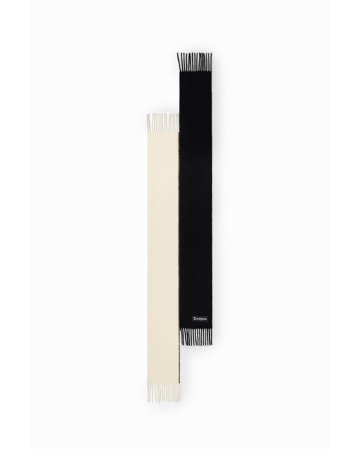 Desigual Black Asymmetric Two-Tone Scarf, Polyester