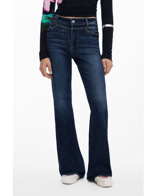 Desigual Blue Washed Flared Jeans