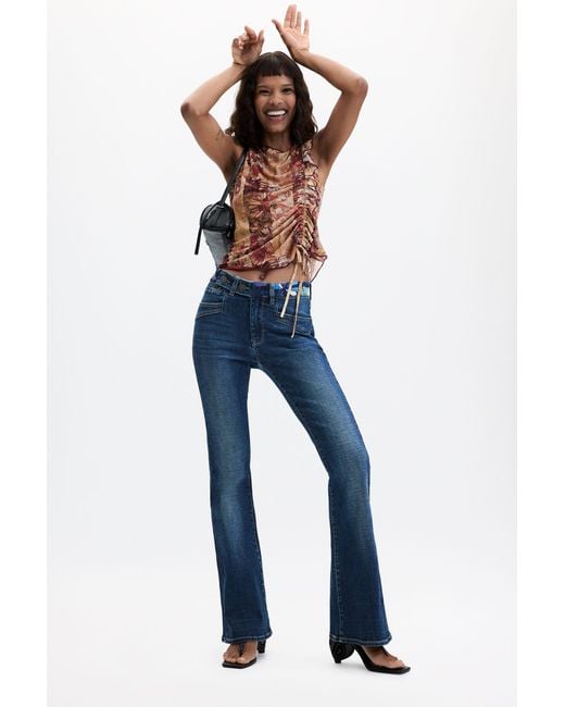 Desigual Blue Flare Jeans, Cotton