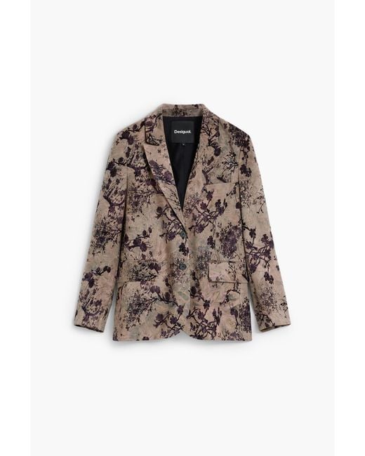 Desigual Black Flocked Blazer, Polyester