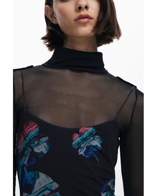Desigual Blue Dress Designed By Mr. Christian Lacroix, Polyester