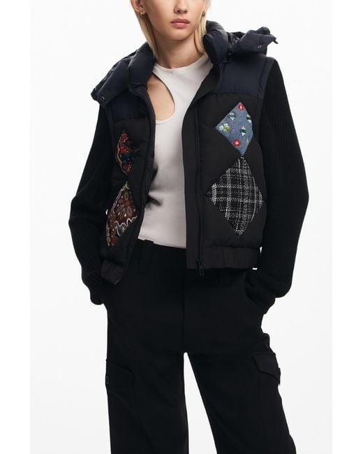 Desigual Black Combined Padded Vest