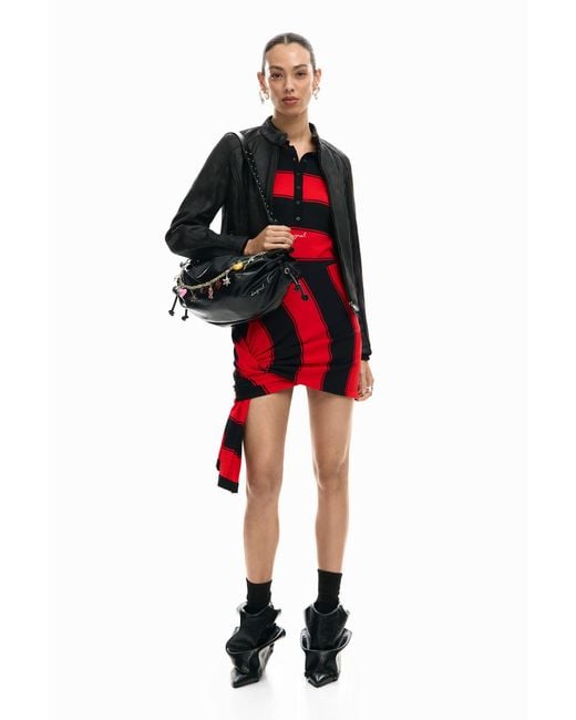 Desigual Red Mao Collar Jacket, Polyester