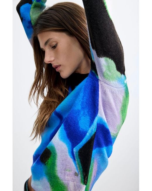 Desigual Blue Printed Sweater M. C. Lacroix