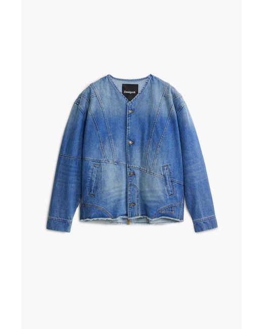 Desigual Blue Patchwork Denim Jacket, Cotton for men