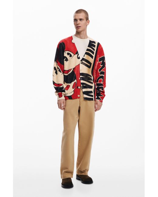 Desigual Red Mickey Mouse Cardigan for men