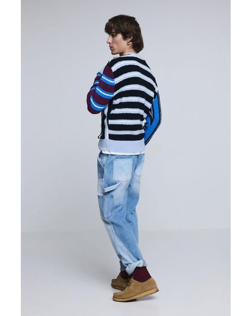 Desigual Blue Multistripe Sweater for men