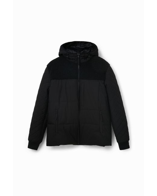 Desigual Black Plain Hooded Jacket for men