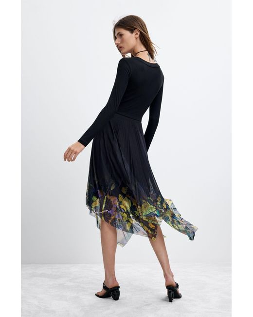 Desigual Black Long-Sleeved Midi Dress M. C. Lacroix
