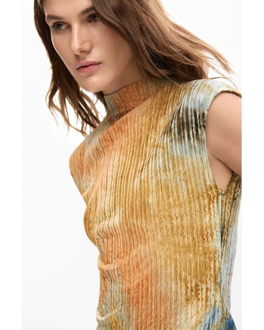 Desigual Green Textured T-Shirt, Polyester
