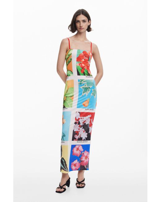 Desigual White Langes Kleid Postkarten Tyler Mcgillivary