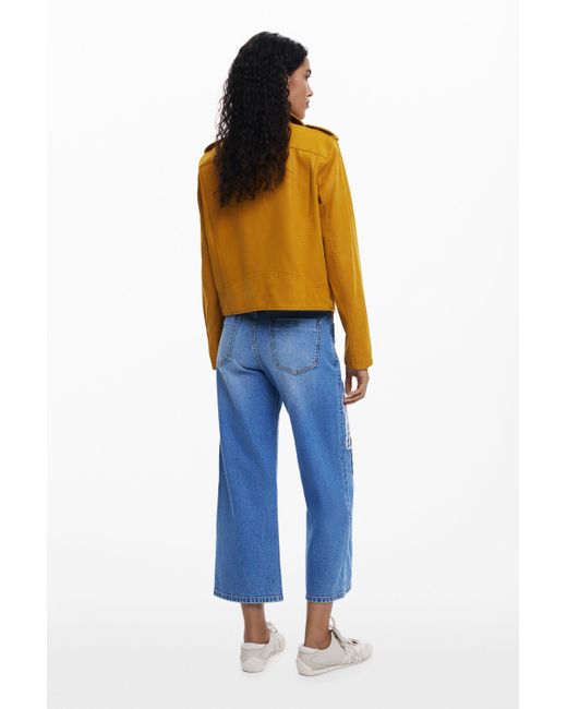 Desigual Blue Cropped Jeans With Patches