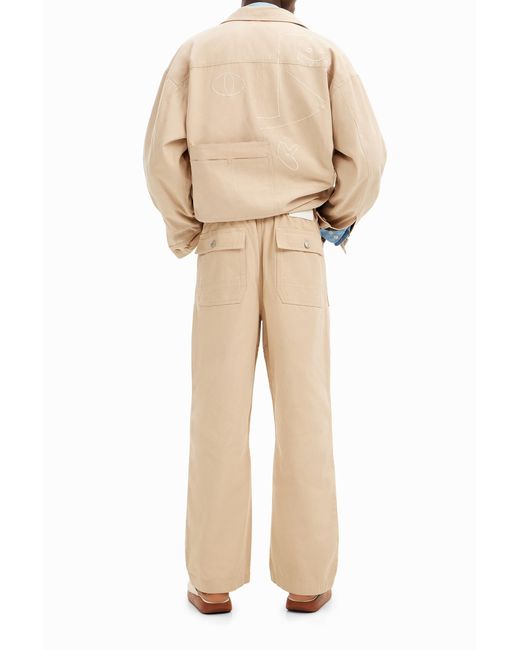 Desigual Natural Long Pants With Pockets, Cotton for men