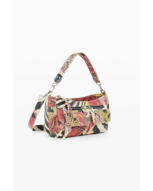 Desigual White Small Printed Bag, Cotton