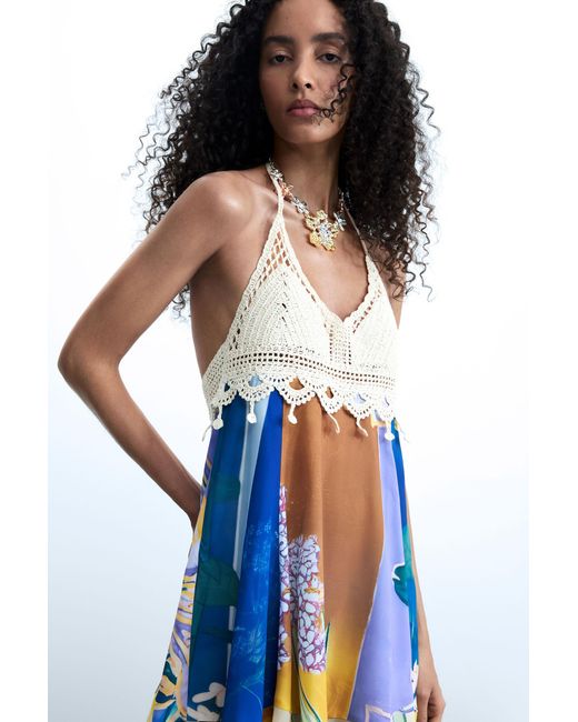 Desigual White Sleeveless Printed Dress