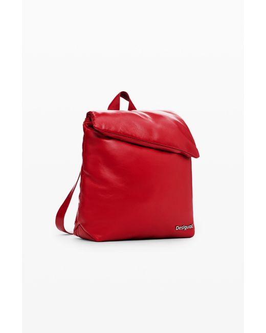 Desigual Red Medium Padded 100% Leather Backpack, Sheep Leather