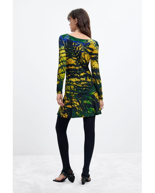 Desigual Green Long-Sleeved Knit Dress M. C. Lacroix, Viscose