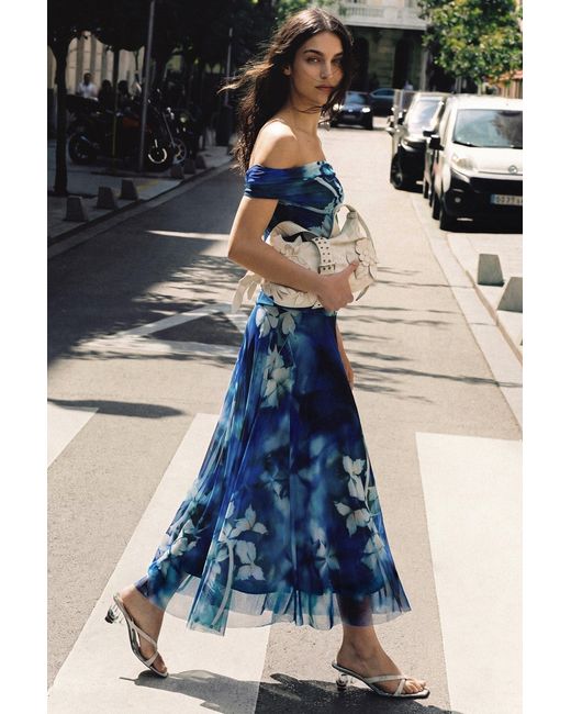 Desigual Blue Long Floral Dress, Polyester