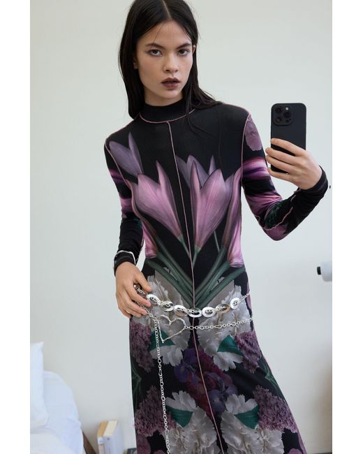 Desigual Blue Long Mirror Dress, Viscose