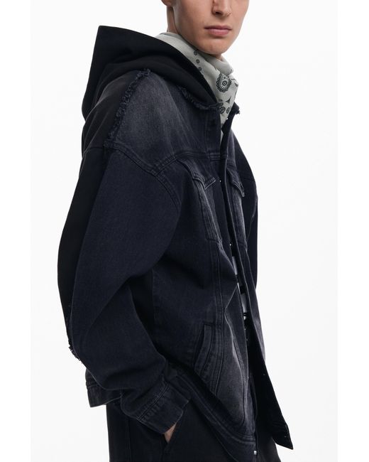Desigual Blue Combined Denim Jacket, Cotton for men