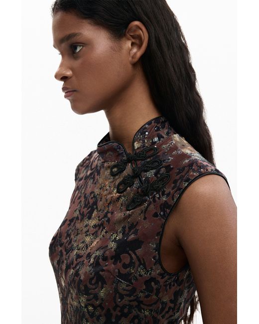 Desigual Black Oriental Sleeveless T-Shirt