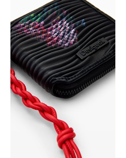 Desigual Black Medium Floral-Texture Wallet, Polyurethane