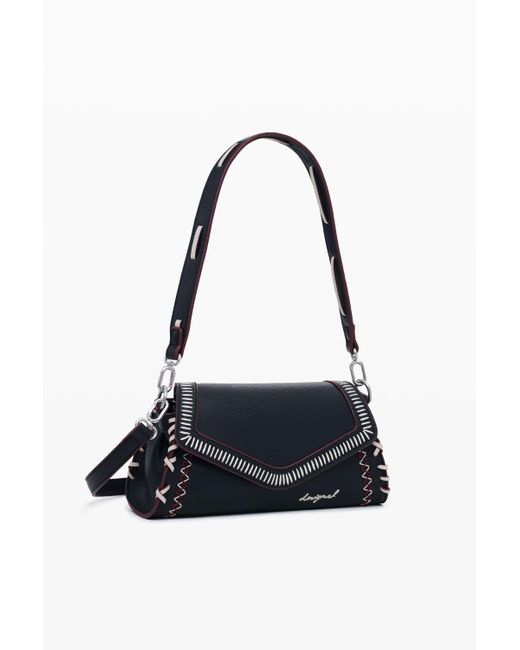 Desigual White Medium Faux Leather Effect Bag With Stitching