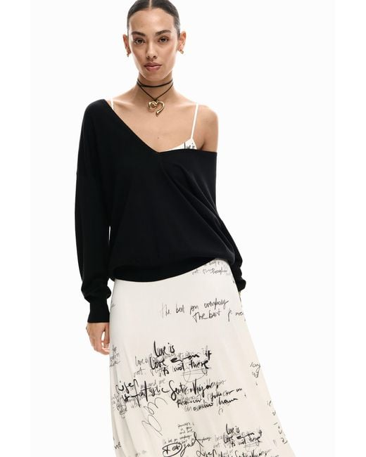 Desigual Black Long Combined Dress