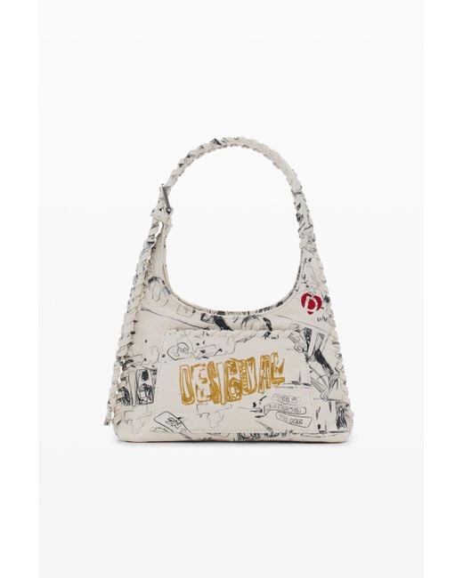 Desigual White Medium Bag With Lettering