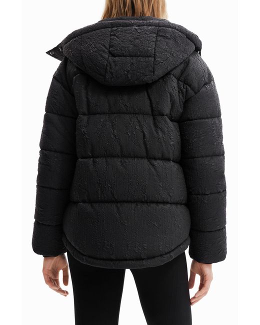Desigual Black Textured Padded Jacket