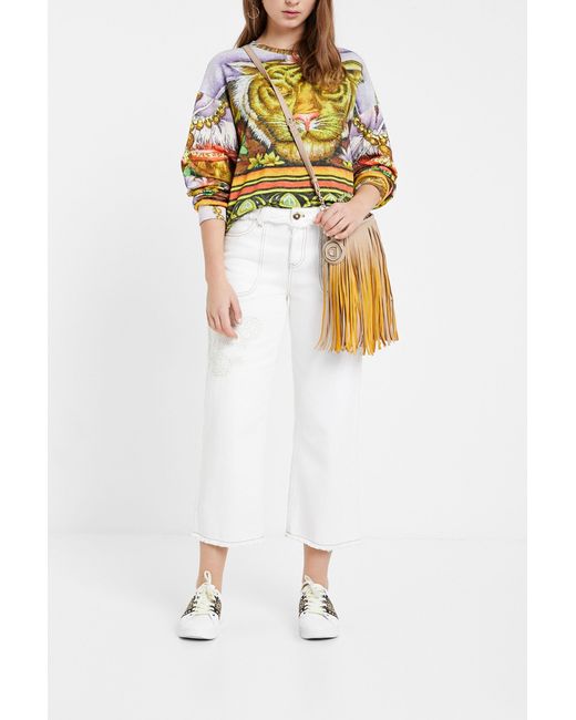 Desigual White Culotte Jeans, Cotton