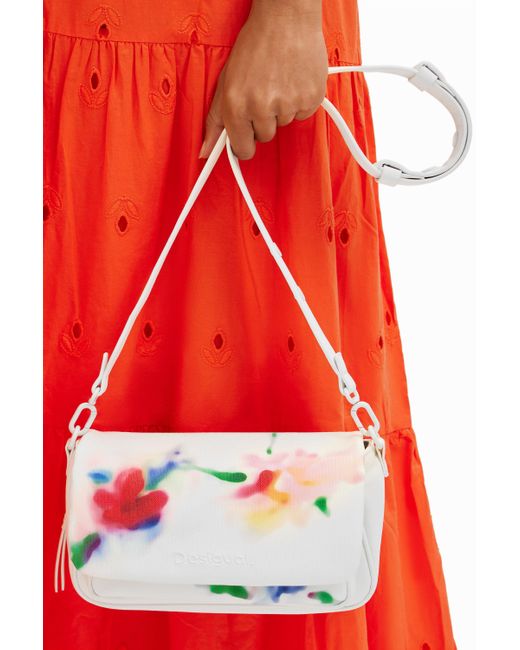 Desigual White M Watercolour Floral Crossbody Bag