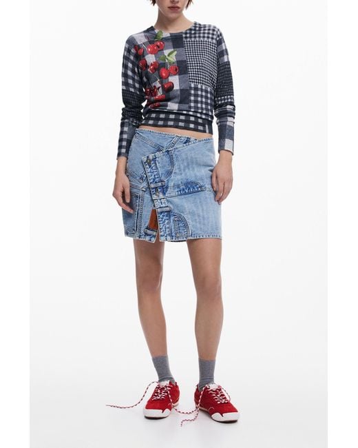 Desigual Blue Vichy Fruit Sweater