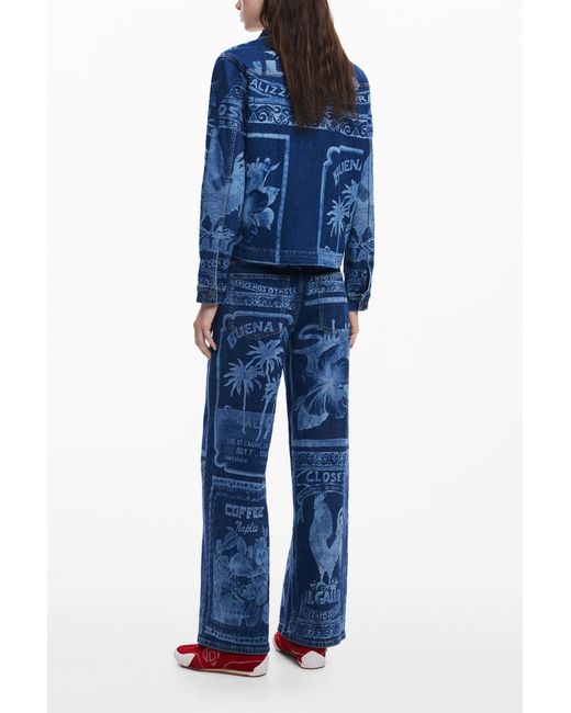 Desigual Blue Postcard Jeans, Cotton