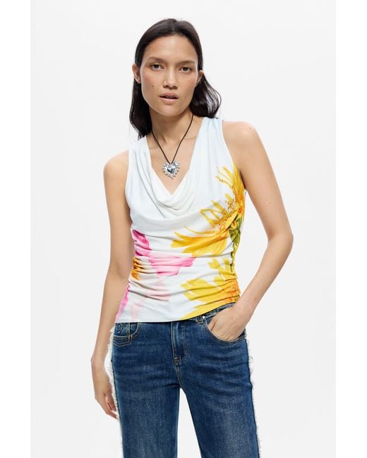 Desigual Multicolor Printed Sleeveless T-Shirt, Viscose