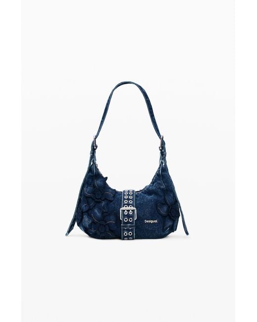 Desigual Blue Small Denim Flower Bag