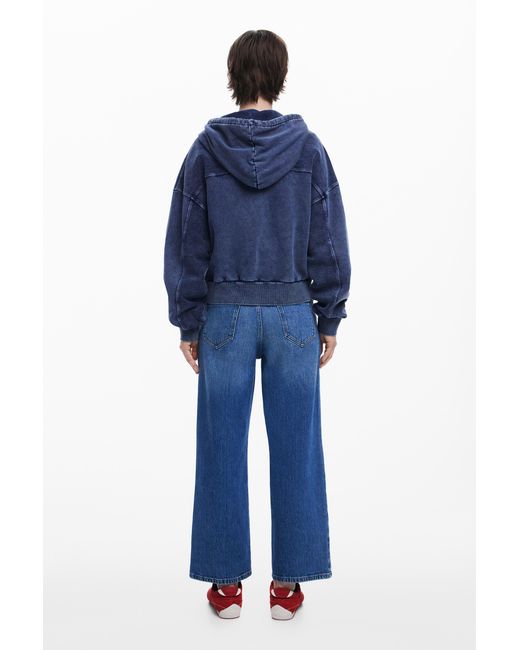 Desigual Blue Denim Print Sweatshirt, Cotton