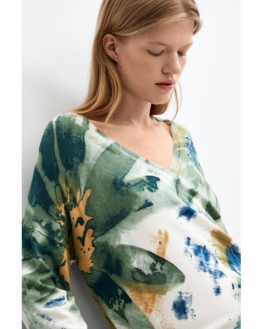 Desigual Blue Thin Printed Sweater