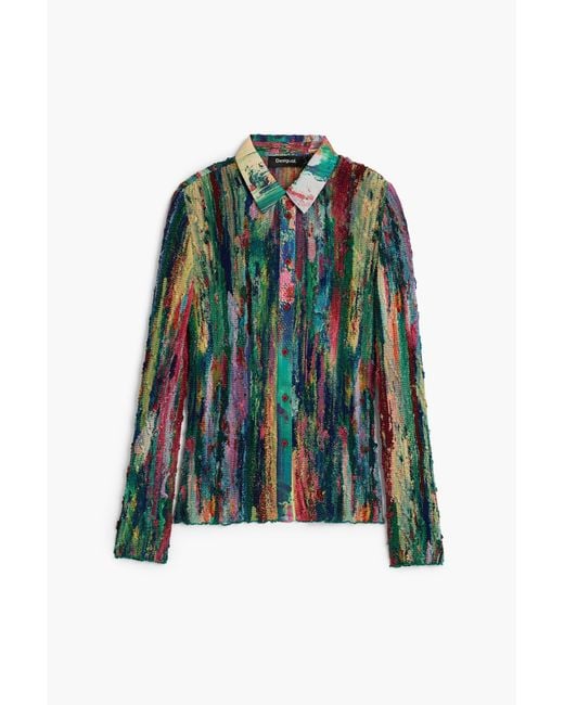 Desigual Blue Printed Shirt, Polyester
