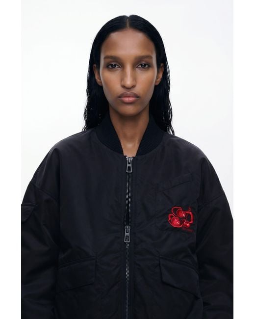 Desigual Black Cherry Bomber Jacket, Polyamide