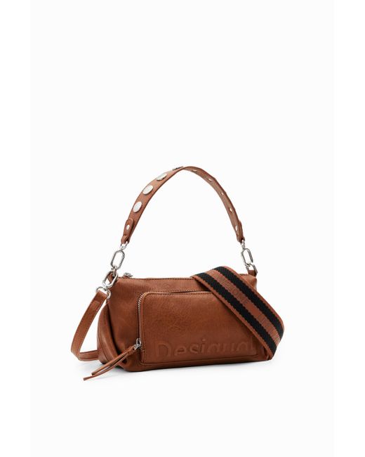 Desigual Brown Midsize Half-logo Crossbody Bag