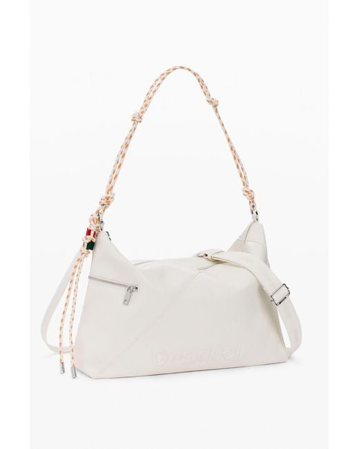 Desigual White Large Charms Bag, Polyurethane