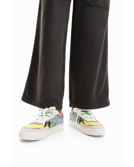 Desigual Blue Patchwork Platform Sneakers