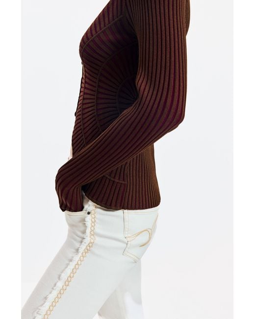 Desigual Brown Fine Knit Sweater With Buttons