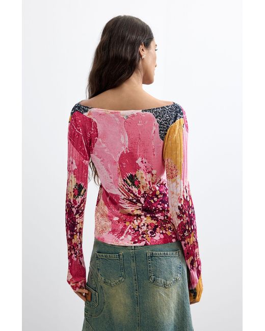 Desigual Red Floral Printed Sweater