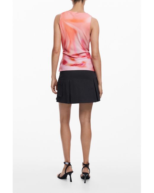 Desigual Red Tie-Dye Tank Top, Viscose