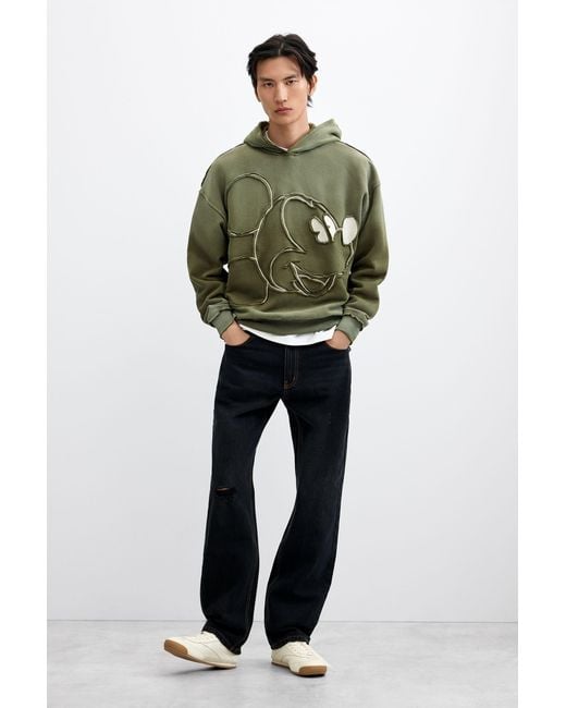 Desigual Green Printed Mickey Sweatshirt, Cotton for men