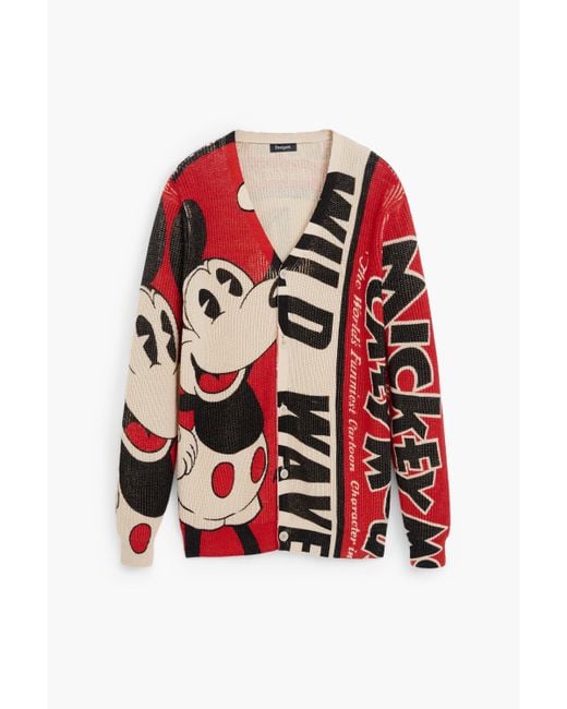 Desigual Red Mickey Mouse Cardigan for men